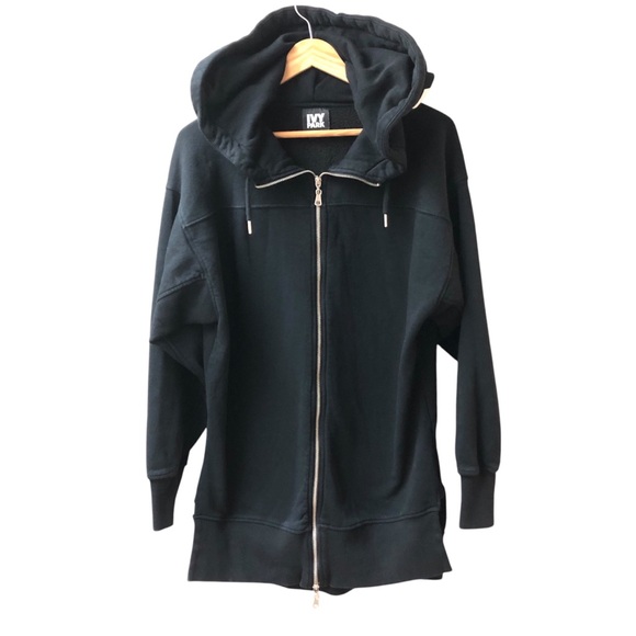 Ivy Park Oversized Zip Up Hoodie | Black - Picture 1 of 14
